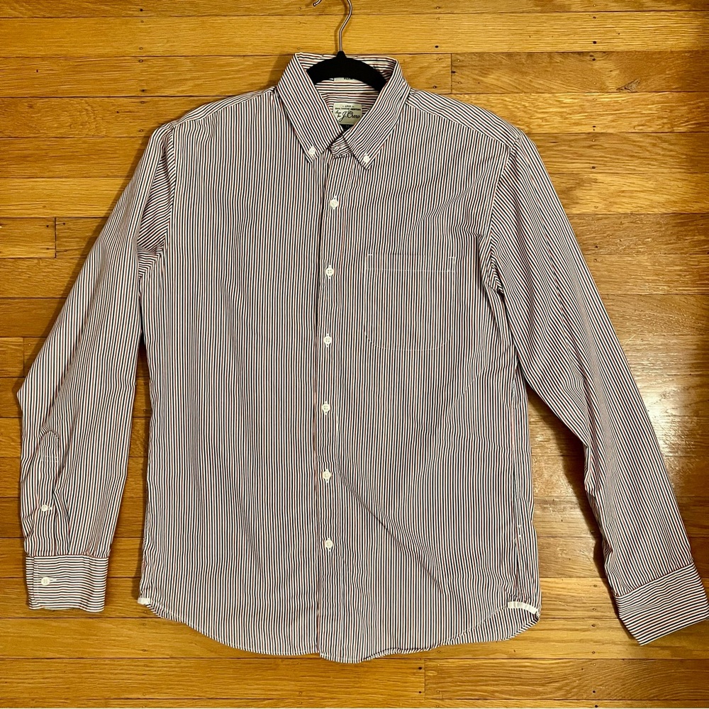 Slim Fit Red, White, & Blue Vertically Stripe J. Crew Button-Down